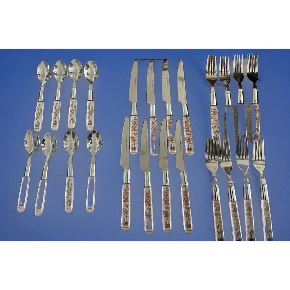 Fragonard Cottage Core Vintage Flower Pattern Silverware Set Of 8